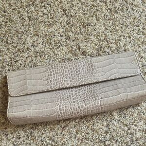 Stuart Weitzman Crocodile Embossed Leather Clutch
